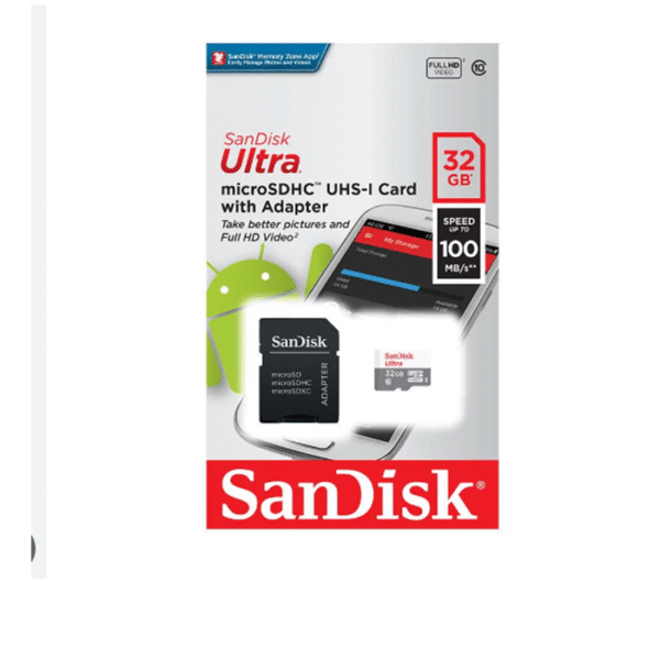 SanDisk MIcroSDHC 32gb ULTRA w/adap USH-1 C10 Android 100M