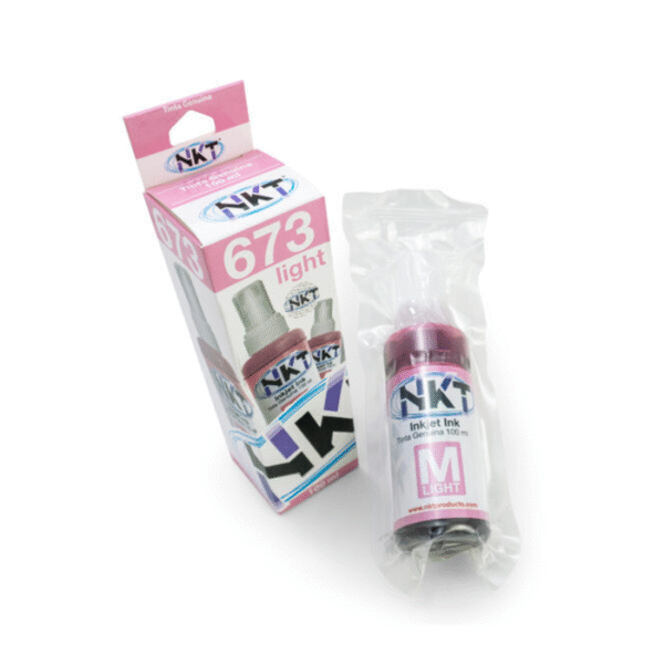 NKT Botella de Tinta Magenta LIGHT, 100ML para EPSON 673 Serie L Eco Tank