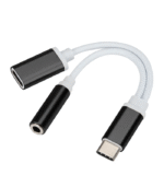 USB tipo C a 3.5mm Aux Audio Adaptador de carga Splitter Auriculares Jack Negro