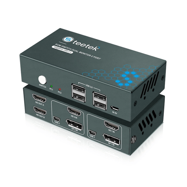Conmutador KVM DP + HDMI de doble monitor