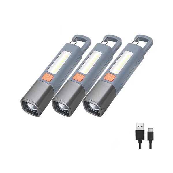 Linterna LED superbrillante XPE con gancho, luz de Camping, recargable por USB, con zoom, resistente al agua, 1-10 piezas