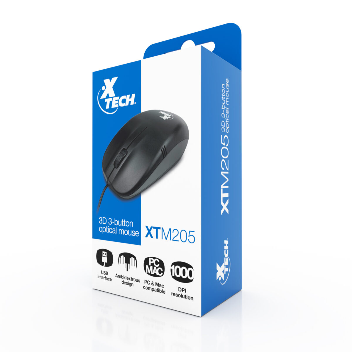 Xtech Optical Mouse w Scroll Wheel 1000 dpi USB BK XTM-205 - Imagen 1