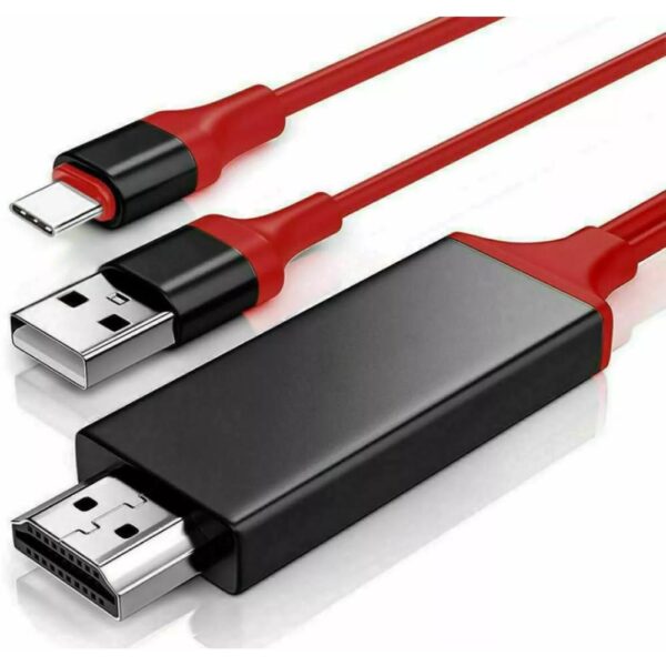 MHL USB-C Tipo C a HDMI USB A HD TV Cable Adaptador para Teléfonos Android Tablet ROJO