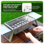 Parrilla de carbón portátil, parrilla plegable para barbacoa pequeña, parrilla de mesa de acero inoxidable ligera con bolsa de transporte para exteriores