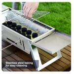 Parrilla de carbón portátil, parrilla plegable para barbacoa pequeña, parrilla de mesa de acero inoxidable ligera con bolsa de transporte para exteriores - Imagen 2