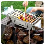 Parrilla de carbón portátil, parrilla plegable para barbacoa pequeña, parrilla de mesa de acero inoxidable ligera con bolsa de transporte para exteriores - Imagen 3