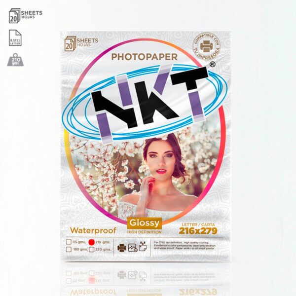 PAPEL FOTO 115gms./CRT GLOSSY 50H. EN BOLSA, 216x279 carta