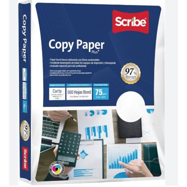 Papel Bond Blanco Copy Paper Scribe Resma
