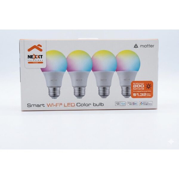 Pack 4 Bombillas Inteligentes Nexxt – ¡Transforma tu hogar con color y Wi-Fi!