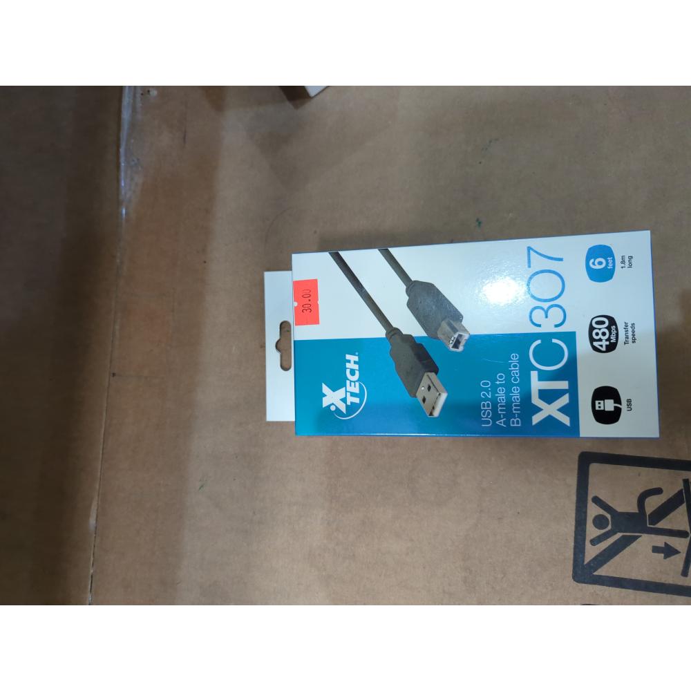 798302167155_0_1775145579.jpg Xtech XTC-307 6FT USB 2.0 CABLE A-MALE TO B-MALE MOLDED| - Imagen 1