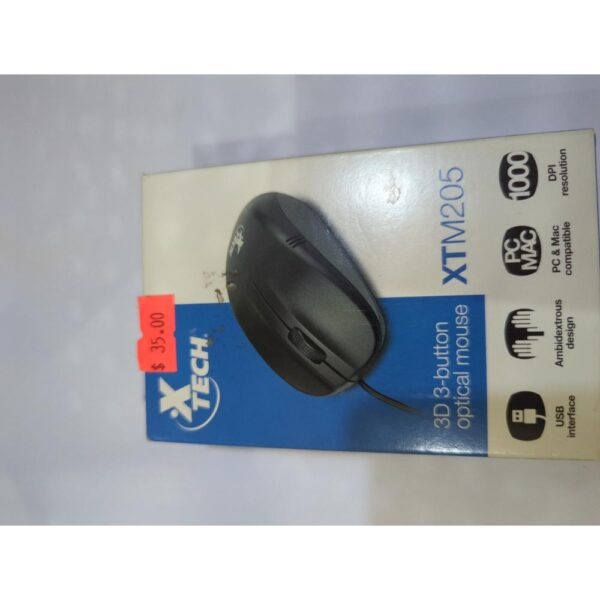Xtech Optical Mouse w Scroll Wheel 1000 dpi USB BK XTM-205