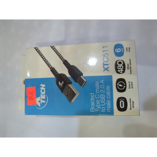 Xtech USB 2.0 A m to USB Type C m braided cable XTC-511