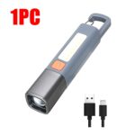 Linterna LED superbrillante XPE con gancho, luz de Camping, recargable por USB, con zoom, resistente al agua, 1-10 piezas - Imagen 6