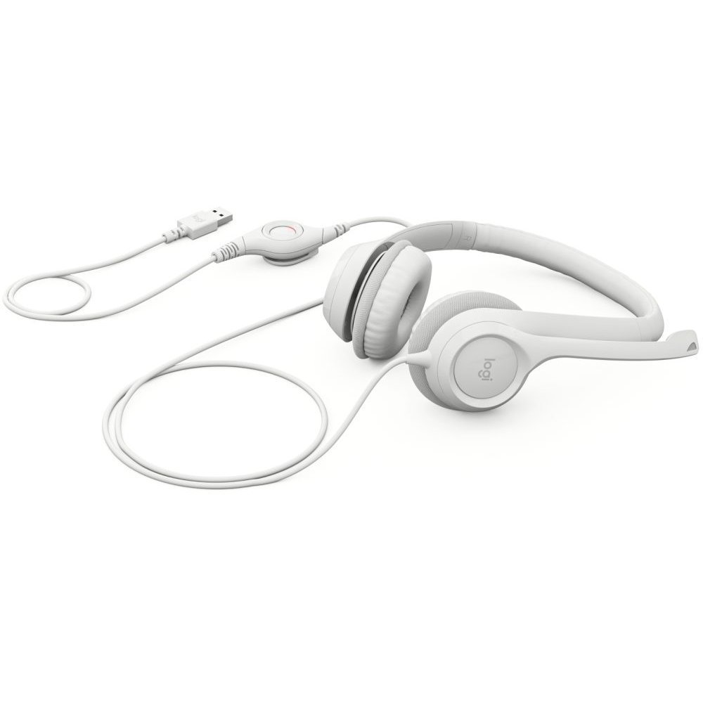 Logitech H390 Wired Headset for PC/Laptop, Off-white - Headset - on-ear - wired - USB-A - off-white - Imagen 2