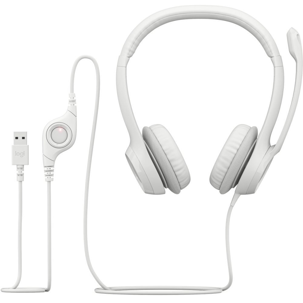 Logitech H390 Wired Headset for PC/Laptop, Off-white - Headset - on-ear - wired - USB-A - off-white - Imagen 5