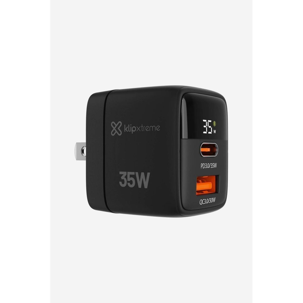Klip Xtreme - Power converter / charger - 35 Watt - 24 pin USB-C / 9 pin USB Type A - Cellular phone / Tablet - Wall - Para Smartphones, tablets, small devices