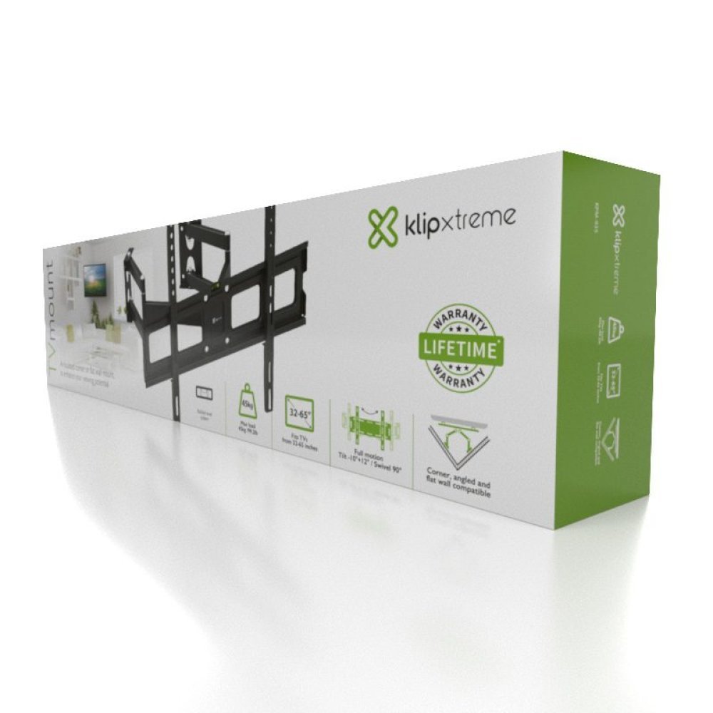 Klip Xtreme KPM-935 - Abrazadera - para pantalla plana - acero de calibre pesado - negro - tamaño de pantalla: 32"-65" - se puede instalar en la pared - Imagen 3
