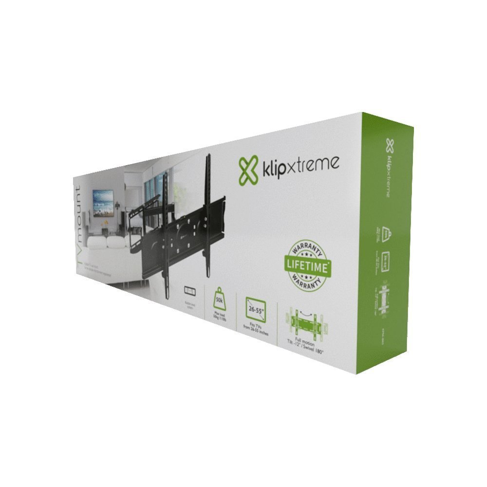 Klip Xtreme KPM-885 - Mounting kit (interface plate, interface bracket, dual articulating arm) for LCD / plasma panel - powder-coated steel - black - screen size: 26"-55" - mounting interface: up to 600 x 400 mm - Imagen 3