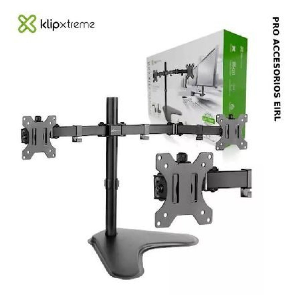 Klip Xtreme KPM-311 - Stand - for 2 LCD displays - plastic, high-grade steel - black - screen size: 13"-32" - desktop stand - Imagen 2