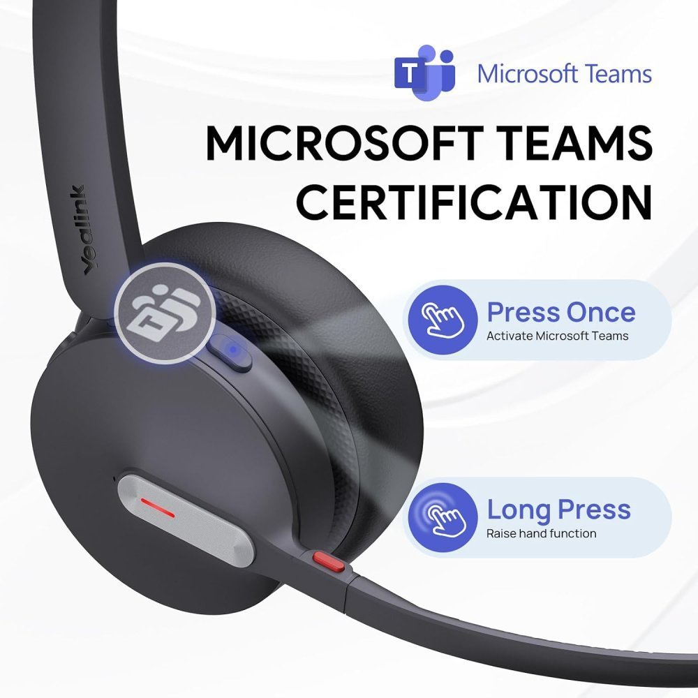 Diadema Inalámbrica Yealink BH70 Dual Teams Bluetooth con Adaptador USB-A