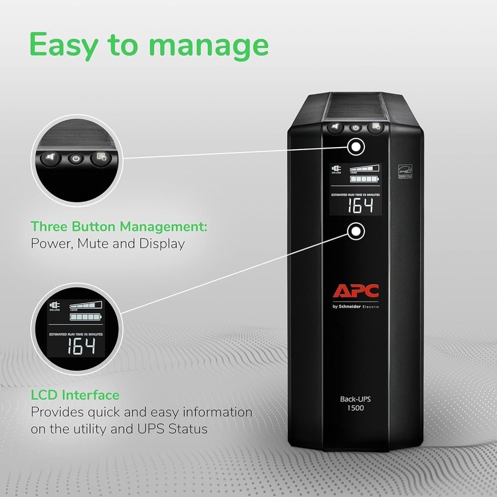UPS APC Back-UPS Pro BX1500M-LM60 - 1500VA/900W, 10 Tomas, AVR y LCD - Imagen 4