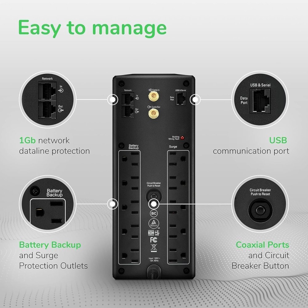 UPS APC Back-UPS Pro BX1500M-LM60 - 1500VA/900W, 10 Tomas, AVR y LCD - Imagen 5