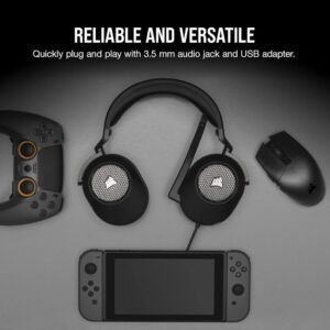 Corsair HS65 Surround Carbon - Auriculares Gaming con Sonido Espacial Dolby Atmos