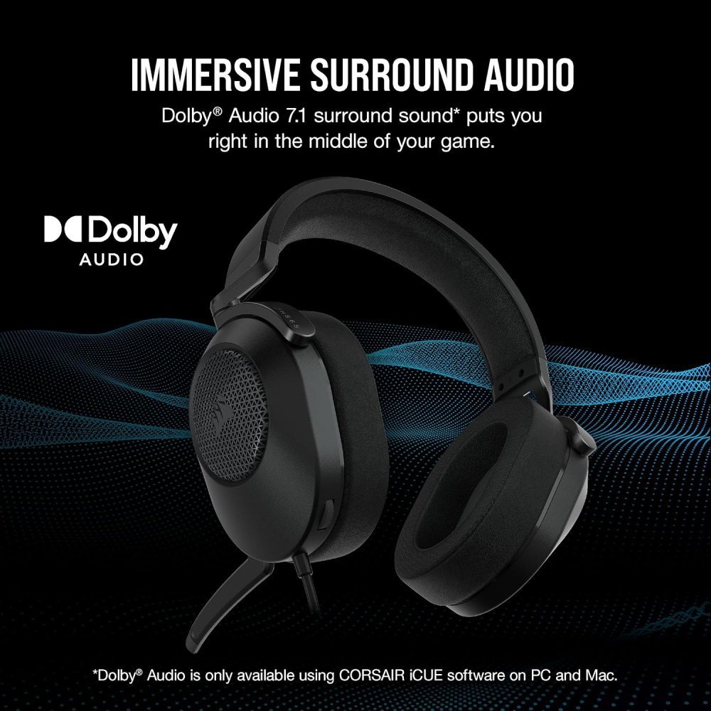 Corsair HS65 Surround Carbon - Auriculares Gaming con Sonido Espacial Dolby Atmos - Imagen 7