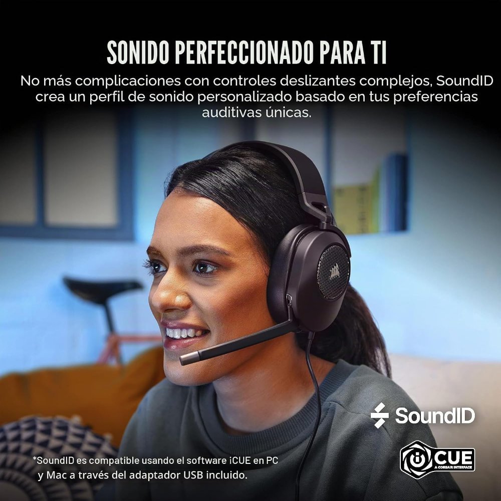 Corsair HS65 Surround Carbon - Auriculares Gaming con Sonido Espacial Dolby Atmos - Imagen 8