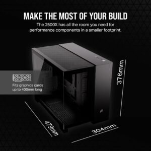 CORSAIR 2500X Mini-Tower PC Case con Cristal Templado y Doble Cámara - Negro