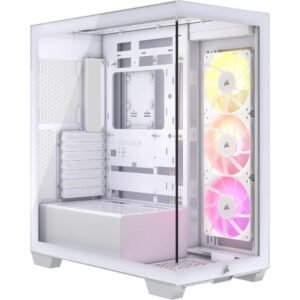 CORSAIR iCUE LINK 3500X RGB White - Caja Mid-Tower con Paneles de Cristal Templado y Ventiladores RX120 RGB