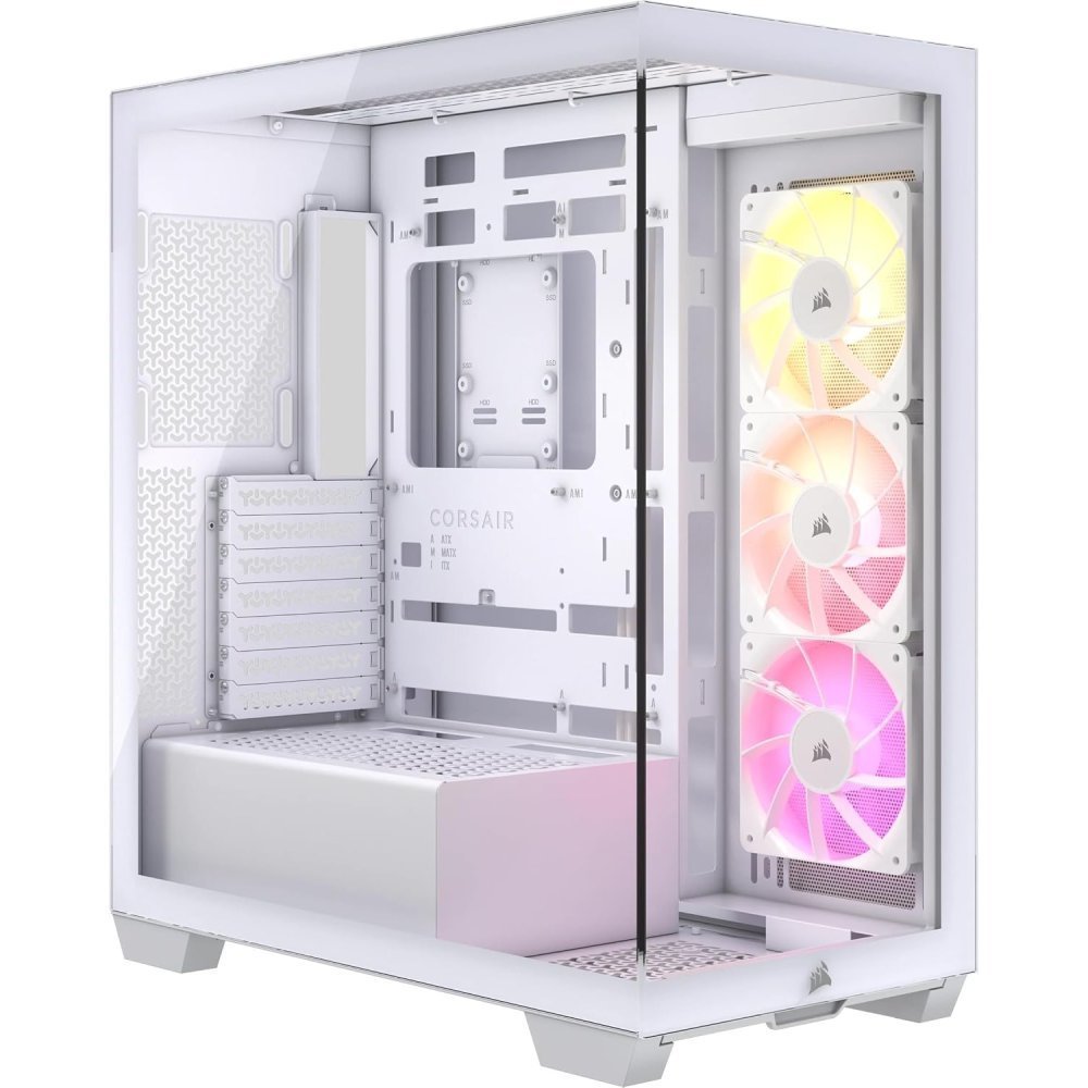 CORSAIR iCUE LINK 3500X RGB White - Caja Mid-Tower con Paneles de Cristal Templado y Ventiladores RX120 RGB