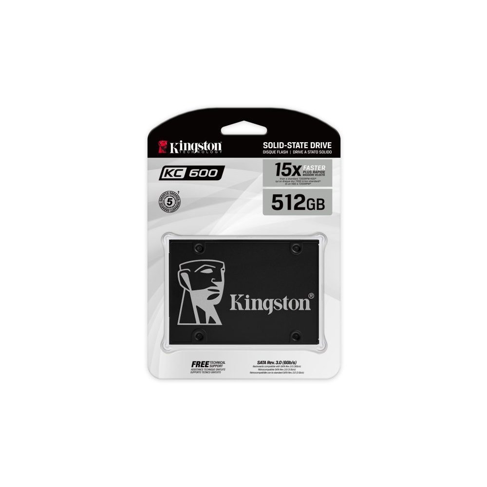 Kingston KC600 - SSD - cifrado - 512 GB - interno - 2.5" - SATA 6Gb/s - AES de 256 bits - TCG Opal Encryption Self-Encrypting Drive (SED) - Imagen 2