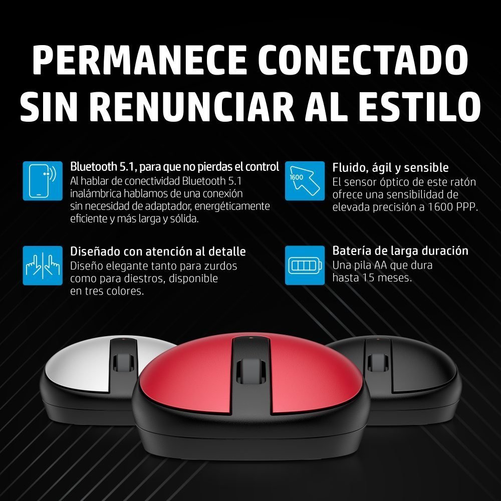 HP - Mouse - Bluetooth 5.1 - Wireless - Berry red - 43N04AA#ABM - Imagen 6