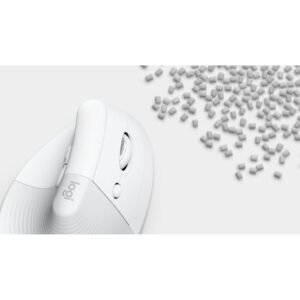 Logitech Lift Vertical Ergonomic Mouse - Ratón vertical - ergonómico - 6 botones - inalámbrico - 2.4 GHz Bluetooth - receptor de USB Logitech Logi Bolt - blanco hueso