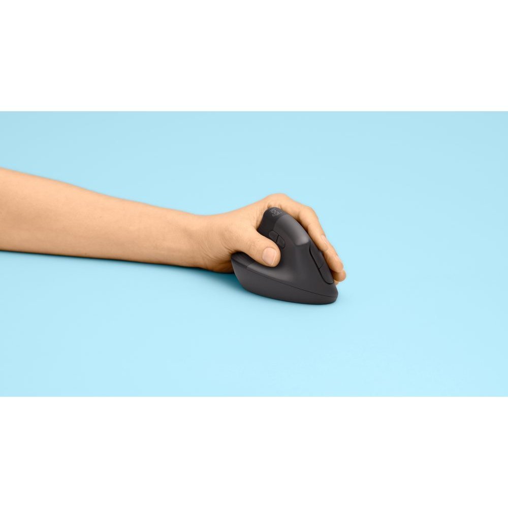 Logitech Lift Left Vertical Ergonomic Mouse - Ratón vertical - ergonómico - zurdo - 6 botones - inalámbrico - 2.4 GHz Bluetooth - receptor de USB Logitech Logi Bolt - grafito