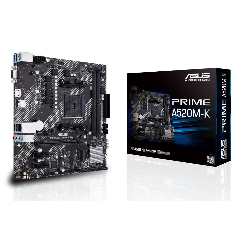ASUS PRIME A520M-K - Placa base - micro ATX - Socket AM4 - AMD A520 Chipset - USB 3.2 Gen 1 - Gigabit LAN - Tarjeta gráfica (CPU necesaria) - HD Audio (8-canales)