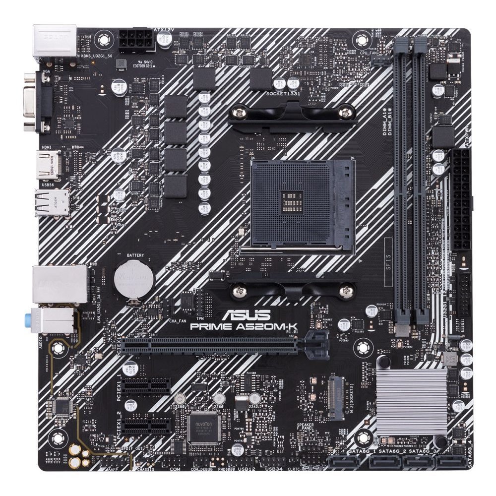 ASUS PRIME A520M-K - Placa base - micro ATX - Socket AM4 - AMD A520 Chipset - USB 3.2 Gen 1 - Gigabit LAN - Tarjeta gráfica (CPU necesaria) - HD Audio (8-canales) - Imagen 2