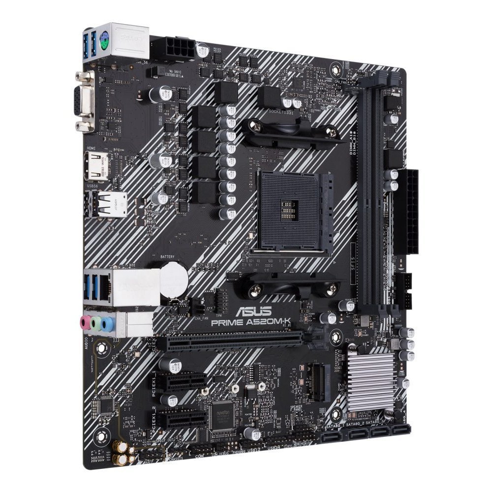 ASUS PRIME A520M-K - Placa base - micro ATX - Socket AM4 - AMD A520 Chipset - USB 3.2 Gen 1 - Gigabit LAN - Tarjeta gráfica (CPU necesaria) - HD Audio (8-canales) - Imagen 3