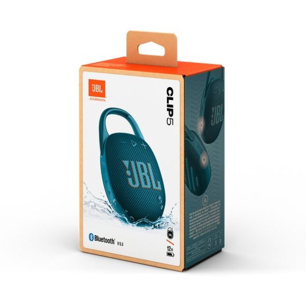 JBL Clip 5 - Speaker - for portable use - wireless - Bluetooth - App-controlled - 7 Watt - blue