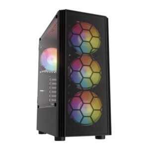 Gabinete Gamer NSX Raptor con Fuente 550W 80 Plus Bronze y 4 Ventiladores ARGB
