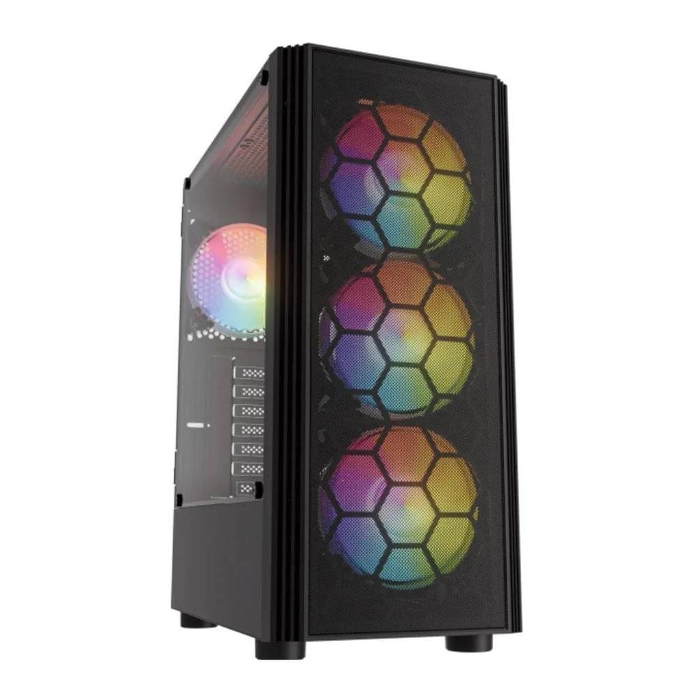 Gabinete Gamer NSX Raptor con Fuente 550W 80 Plus Bronze y 4 Ventiladores ARGB