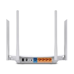 TP-LINK Archer C50 - Wireless router - 4-port switch - 802.11a/b/g/n/ac - doble banda AC1200 - Velocidad 300 Mbps a 2.4 GHz + 867 Mbps a 5 GHz - 4Áƒâ€” Antenas 1Áƒâ€” Puerto WAN 10/100M + 4Áƒâ€” Puertos LAN 10/100M- Aplicación Tether - WPA3