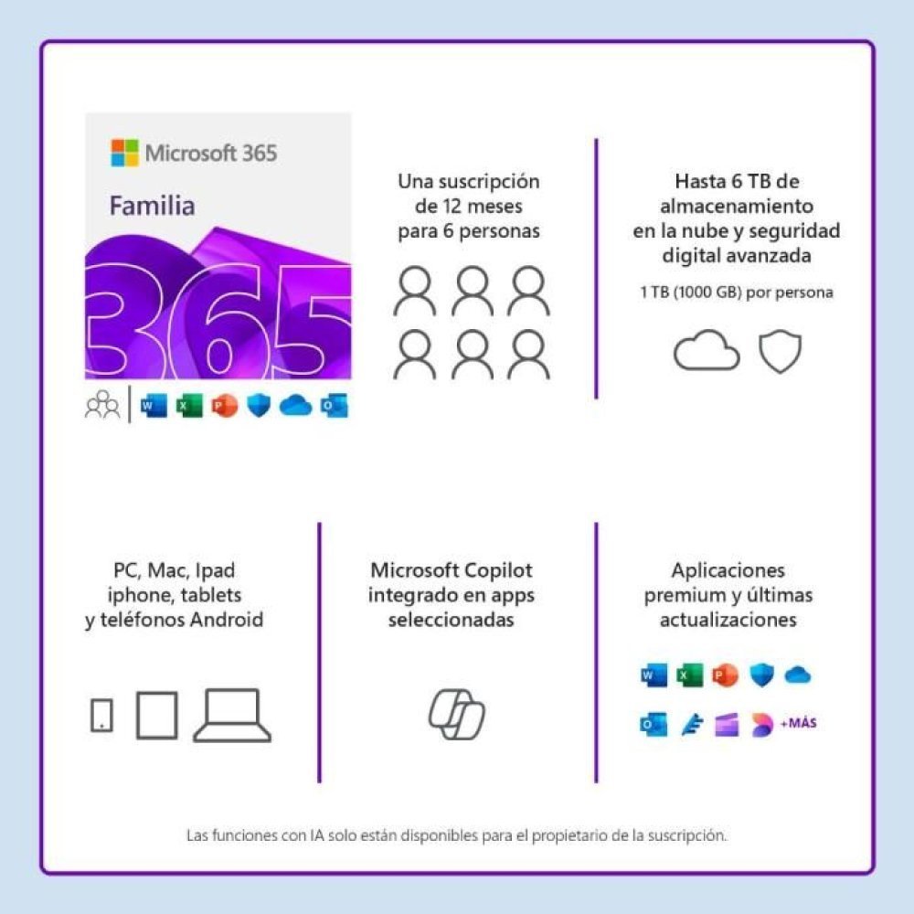 Microsoft 365 Family - Subscription - Windows - PK Lic 1YR Online LatAm - Imagen 3