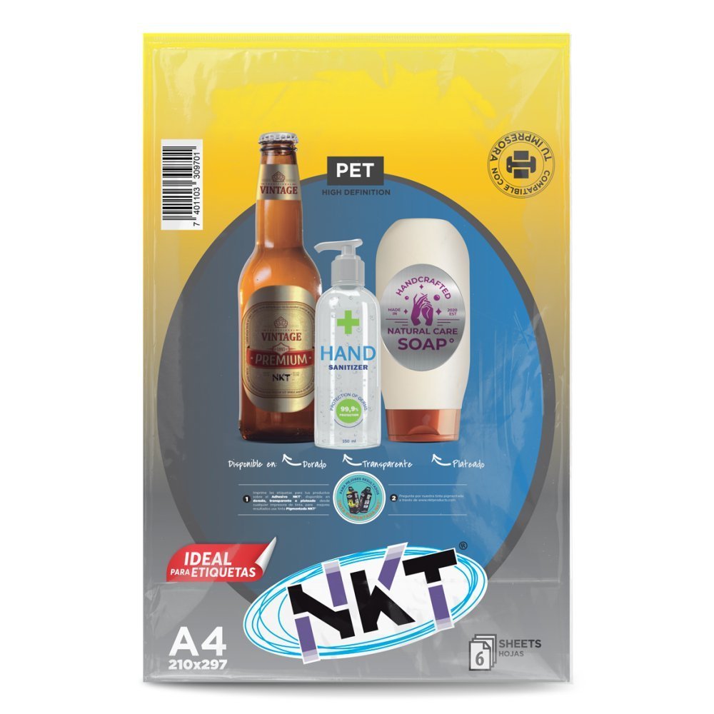 PAPEL ADHESIVO A4 DORADO GLOSSY /6H EMPLASTICADO, 210x297 - Imagen 2