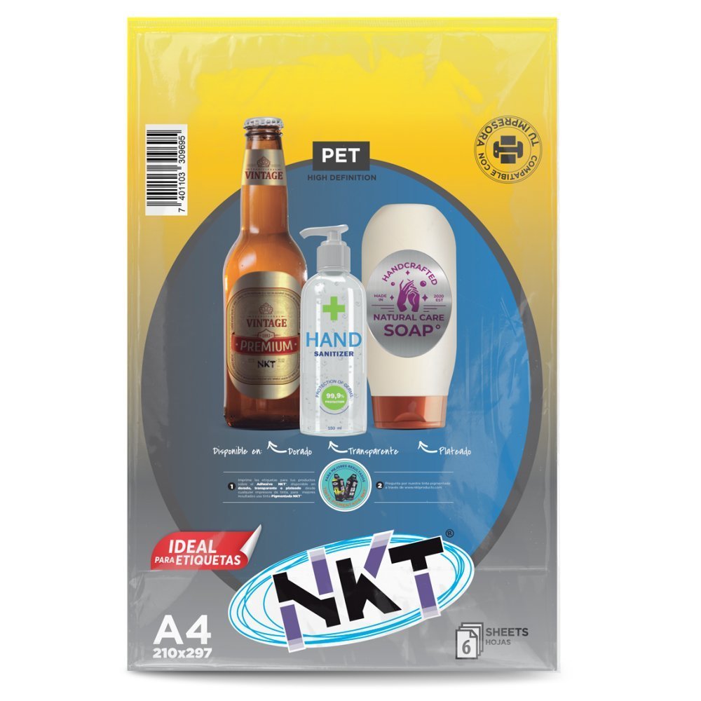 PAPEL ADHESIVO A4 PLATEADO GLOSSY /6H EMPLASTICAD 210x297 - Imagen 2
