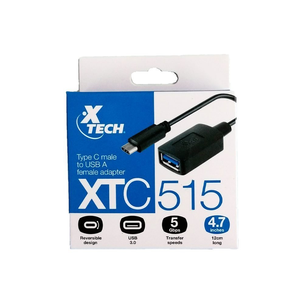 Xtech XTC-515 - Adaptador USB - 24 pin USB-C (M) reversible a USB Tipo A (H) - USB 3.0 - 11.9 cm - negro - Imagen 2
