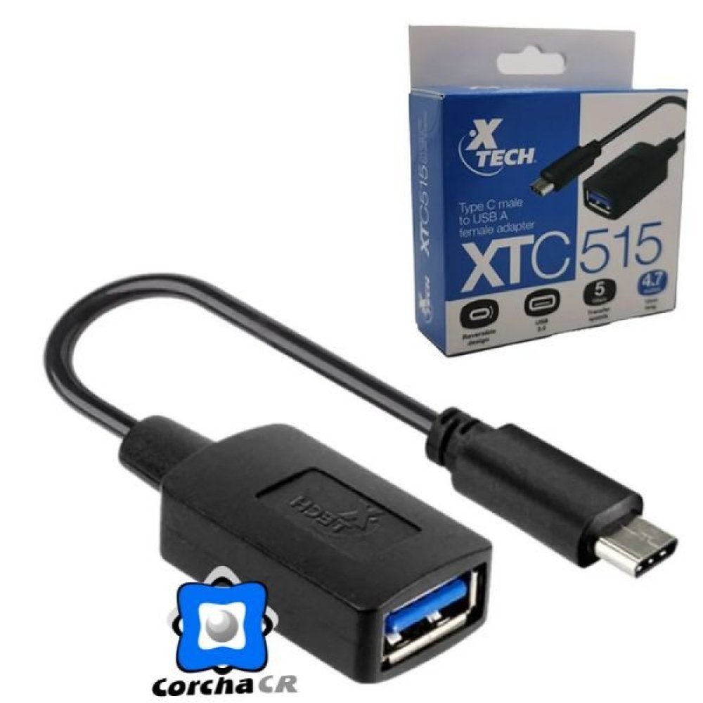 Xtech XTC-515 - Adaptador USB - 24 pin USB-C (M) reversible a USB Tipo A (H) - USB 3.0 - 11.9 cm - negro - Imagen 3