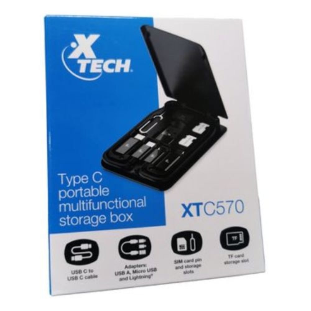Xtech - USB type C Cable Kit - 24 pin USB-C - USB type C w adpt USB A - Micro USB - Lightning - 29 cm - Black - XTC-570