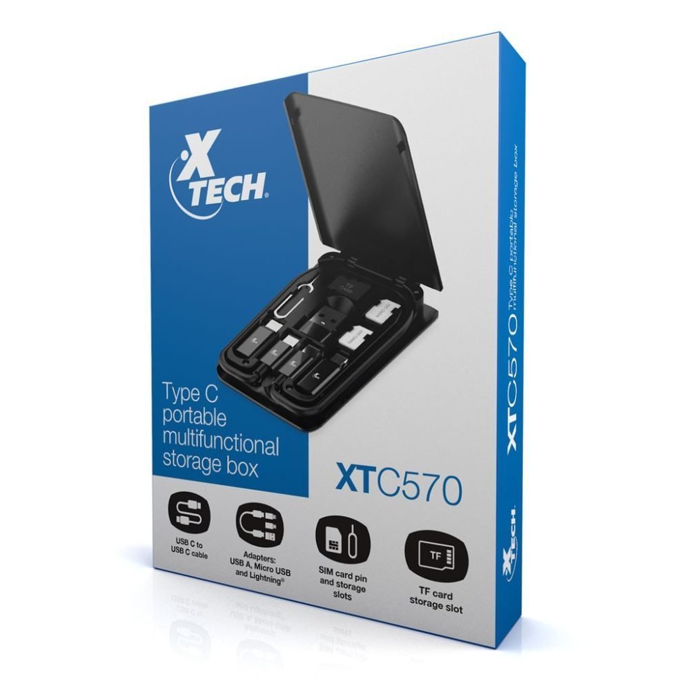 Xtech - USB type C Cable Kit - 24 pin USB-C - USB type C w adpt USB A - Micro USB - Lightning - 29 cm - Black - XTC-570 - Imagen 3